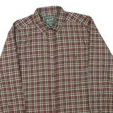 WOOLRICH Mens Brown & Cream Plaid Cotton Blend Shirt M Casual Long Sleeve Button
