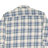 Mens Cream Blue Green Checked Cotton Shirt XL Casual Long Sleeve Button-Up