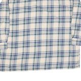 Mens Cream Blue Green Checked Cotton Shirt XL Casual Long Sleeve Button-Up