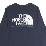 THE NORTH FACE Mens Navy Blue Long Sleeve Crew Neck Cotton T-Shirt M Logo Print