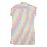 TOMMY HILFIGER Womens White & Multi Stripe Day Shirt Cotton Blend Sleeveless M