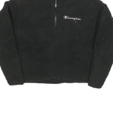 CHAMPION Womens Black Plain Pullover High Neck Chunky Knit S Logo Fleece
