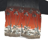 ST JOHNS BAY Mens Black & Red Tropical Print Rayon Shirt L Summer Casual