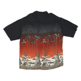 ST JOHNS BAY Mens Black & Red Tropical Print Rayon Shirt L Summer Casual