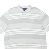 CHAPS Mens Grey & White Striped Short Sleeve Polo Shirt XL Casual Wear