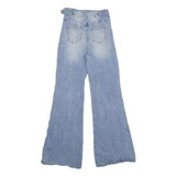 JEALOUS TOMATO Womens Regular Fit Flared Denim Light Blue Jeans W24 L34 Vintage