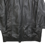 CHI NENSIS Womens Black Leather Button Jacket L Perforated Pattern Long Sleeve