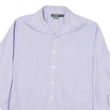 LAUREN RALPH LAUREN Mens Blue & White Check Shirt L Classic Button Down Collar