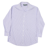LAUREN RALPH LAUREN Mens Blue & White Check Shirt L Classic Button Down Collar