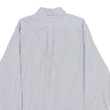 RALPH LAUREN Mens Blue & White Striped Shirt L Classic Cotton Button-Down Long