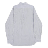 RALPH LAUREN Mens Blue & White Striped Shirt L Classic Cotton Button-Down Long
