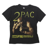 UH Womens Black 2PAC Graphic T-Shirt M Short Sleeve Crew Neck Cotton Blend