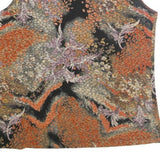 LAURA ASHLEY Womens Black & Orange Printed Sleeveless Top S Cotton Blend