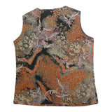 LAURA ASHLEY Womens Black & Orange Printed Sleeveless Top S Cotton Blend