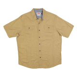 WRANGLER Mens Beige Cotton Blend Short Sleeve Shirt L Casual Workwear