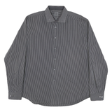 CALVIN KLEIN Mens Black & White Stripe Shirt XL Long Sleeve Cotton Blend