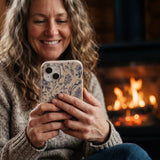 London Fog Indigo Bouquet iPhone 14 Case - Lifestyle photo showing phone case in use