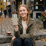 London Fog Petite Perennials iPhone 15 Pro Case - Lifestyle photo showing phone case in use