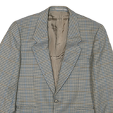 Mens Beige & Blue Check Classic Button Jacket L Polyester Blend Tailored