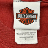 Road Hog Harley Davidson Graphic T-Shirt - Large Red Cotton