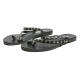 STEVE MADDEN Studded Womens Leather Flat Sandals Black UK 5 Summer Casual