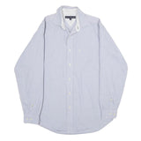TOMMY HILFIGER Mens Blue Slim Fit Cotton Shirt M Striped Casual Button-Down