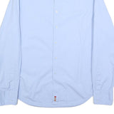 GUESS JEANS Mens Blue Plain Shirt 2XL Long Sleeve Cotton Button Collar