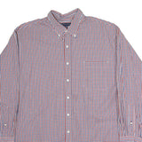 TOMMY HILFIGER Mens Red & Blue Check Shirt 2XL Cotton Button Down Casual Smart