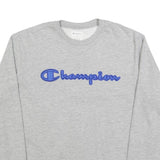 CHAMPION Mens Grey Crew Neck L Sweatshirt Cotton Logo Embroidered Sport