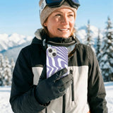 Lavender Flutter Left iPhone 14 Case - Lifestyle photo showing phone case in use