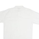 Womens White Cotton Blend Kimono Top Short Sleeve Stand-Up Neck Plain M Casual