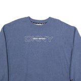 DKNY Womens Blue Cotton Blend Crew Neck XL Sweatshirt Pullover Logo