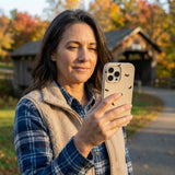 Seashell Lil Dachshunds iPhone 14 Case - Lifestyle photo showing phone case in use