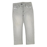 SUKO JEANS Womens Regular Fit Cotton Blend Light Grey Zip W34 L27 Embellished