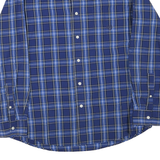 CHAPS Mens Blue Plaid Shirt L Button Down Cotton Blend Casual Classic