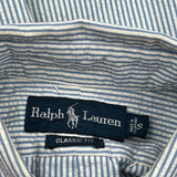 Ralph Lauren Striped Short Sleeve Shirt - Small Blue Cotton