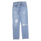LEVI'S 501 Womens Jeans Blue Regular Straight Denim Medium W26 L30 Distressed