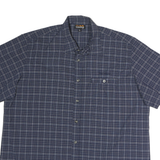BIG TRAMP Mens Blue Check Shirt XL Cotton Short Sleeve Casual Button Up