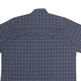 BIG TRAMP Mens Blue Check Shirt XL Cotton Short Sleeve Casual Button Up