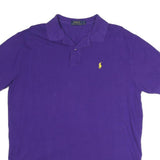 POLO RALPH LAUREN Mens Purple Short Sleeve Plain Polo Shirt L Cotton Classic