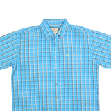 WRANGLER Mens Blue Check Shirt XL Cotton Blend Casual Button-Down Short Sleeve