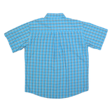 WRANGLER Mens Blue Check Shirt XL Cotton Blend Casual Button-Down Short Sleeve