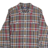 POLO SPORT RALPH LAUREN Mens Red Brown Check Shirt S Cotton Button Front Casual