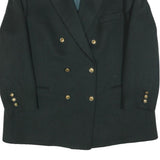 DELMOD Womens Black Wool Blend Double Breasted Jacket L Woven Classic Blazer