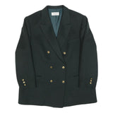 DELMOD Womens Black Wool Blend Double Breasted Jacket L Woven Classic Blazer