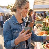 London Fog Knitted Patchwork Samsung Galaxy S25 Case - Lifestyle photo showing phone case in use