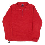 LANDS END Womens Red Polyester Plain Pullover Jumper Crew Neck M Winter Layer