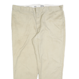DICKIES Mens Cotton Beige Regular Fit Straight Trousers W44 L31 Workwear Zip