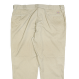 DICKIES Mens Cotton Beige Regular Fit Straight Trousers W44 L31 Workwear Zip