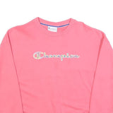 CHAMPION Womens Pink Sweatshirt Crew Neck S Cotton Blend Logo Casual Pullover